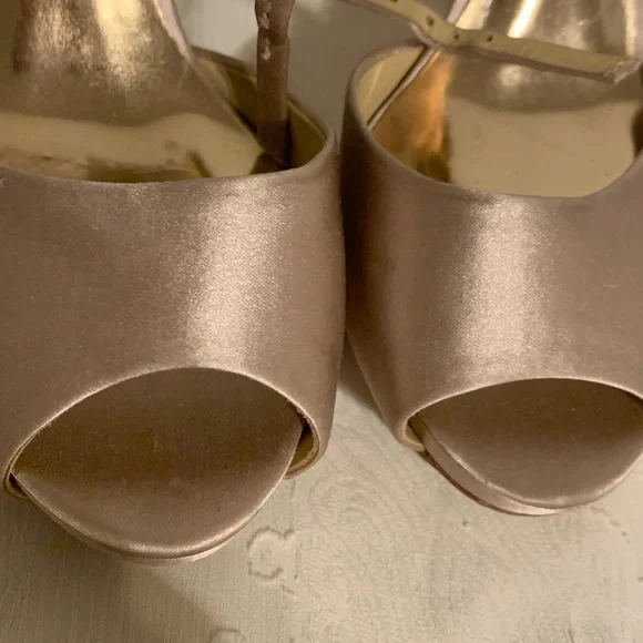 Badgley Mischka Champagne Crystal Embellished Stiletto Heels - Picture 5 of 7